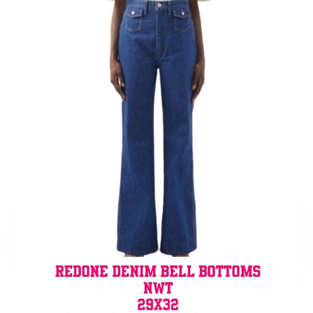 Re/Done Blue Flare Wide Leg Jeans